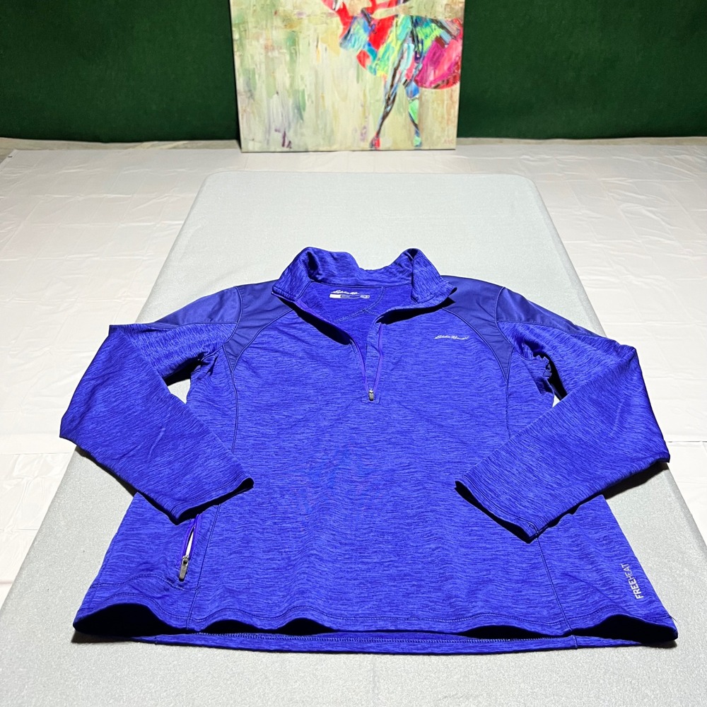 Eddie Bauer Motion FreeHeat Purple Space Dye Quarter Zip Pullover Womens XL